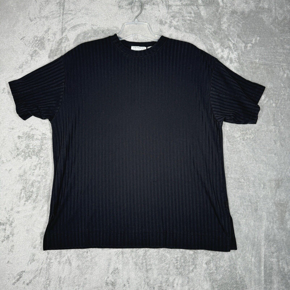 Express Tricot Shirt Womens Large Black Ribbed Minimalist Neutral Retro Vintage - Picture 2 of 7